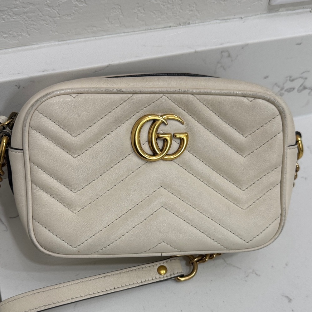 Gucci Cream Chevron Crossbody Bag